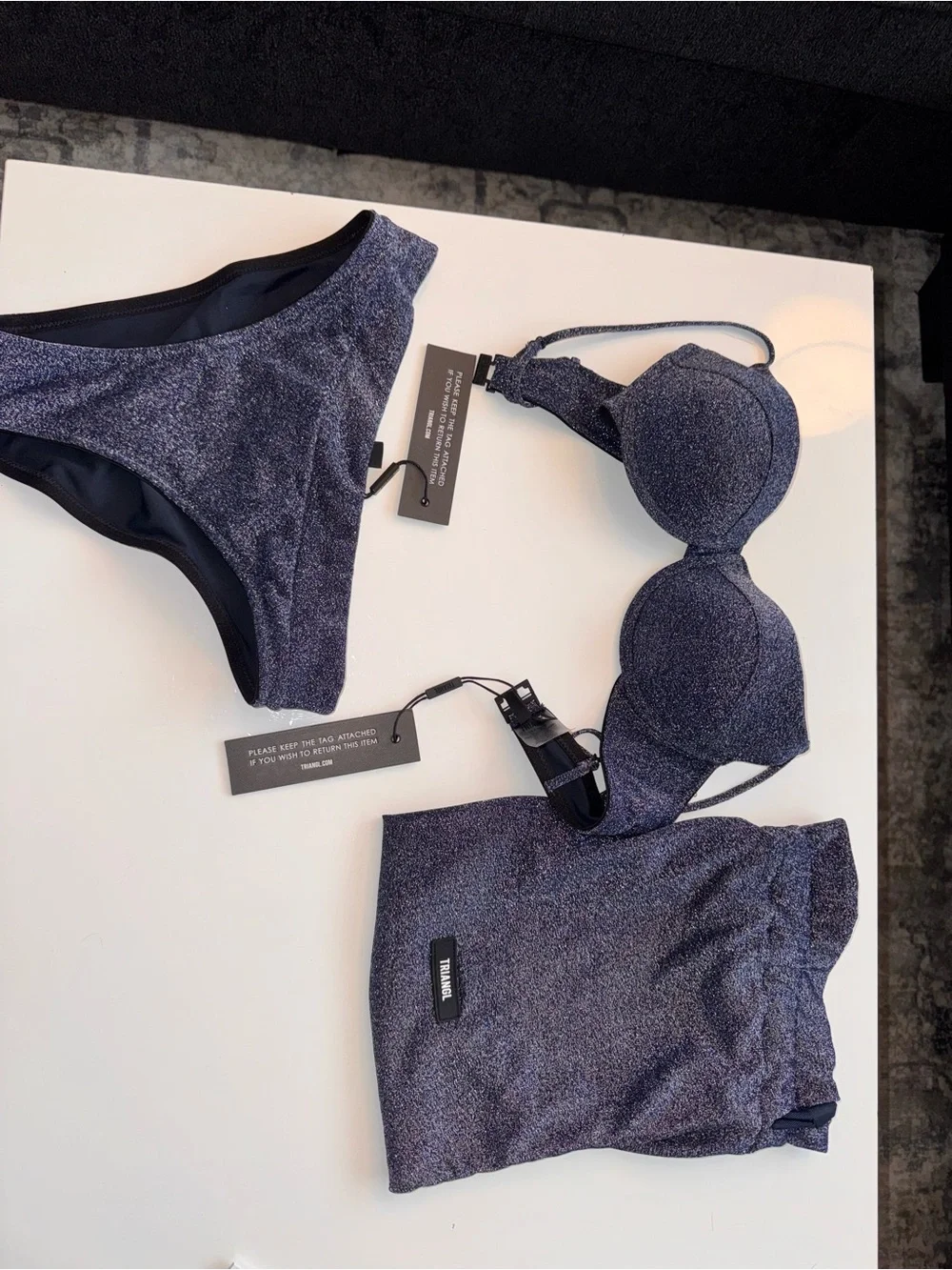 TRIANGL bikini navy sparkle NWT